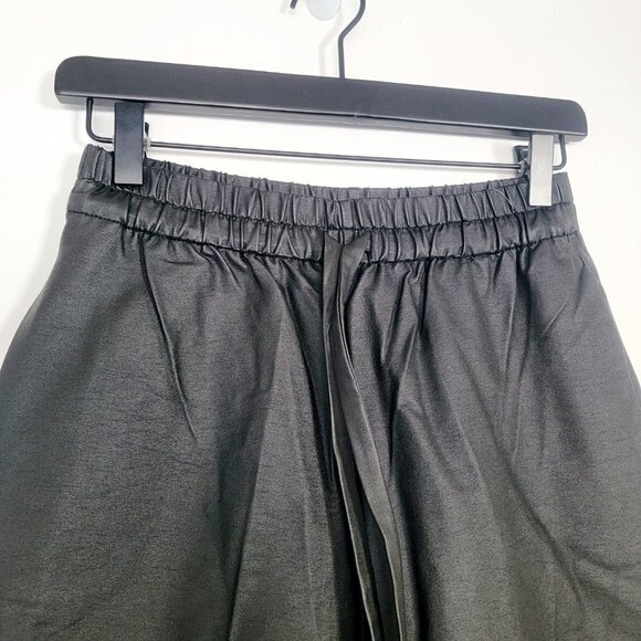 NWT Zara Waxed Effect Coated Wide Leg Pull On Elastic Waist Women's Pants XS - Picture 6 of 11